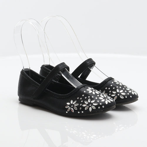 Walkright Girls Black Floral Polyester Mary Jane Flat UK 10