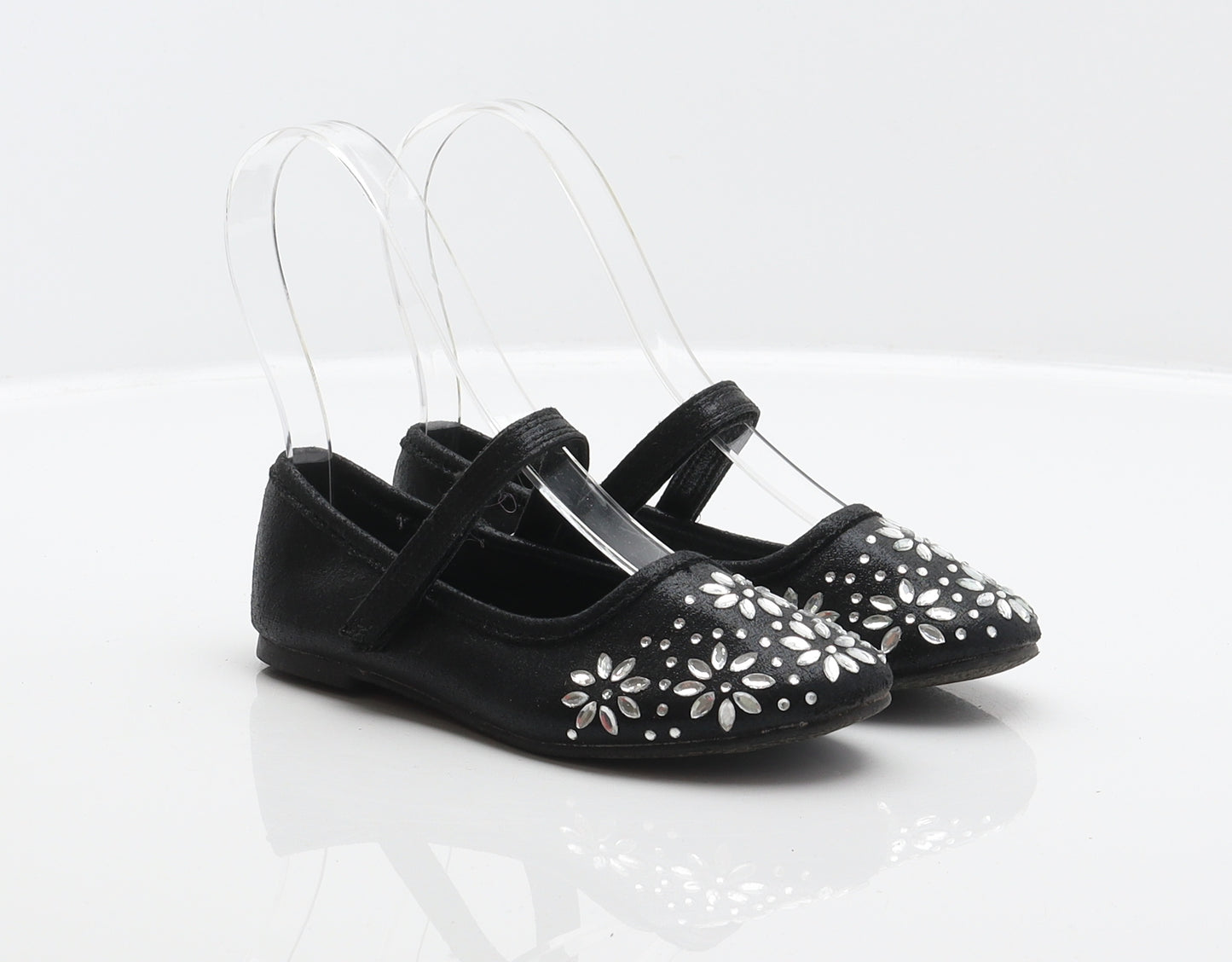 Walkright Girls Black Floral Polyester Mary Jane Flat UK 10