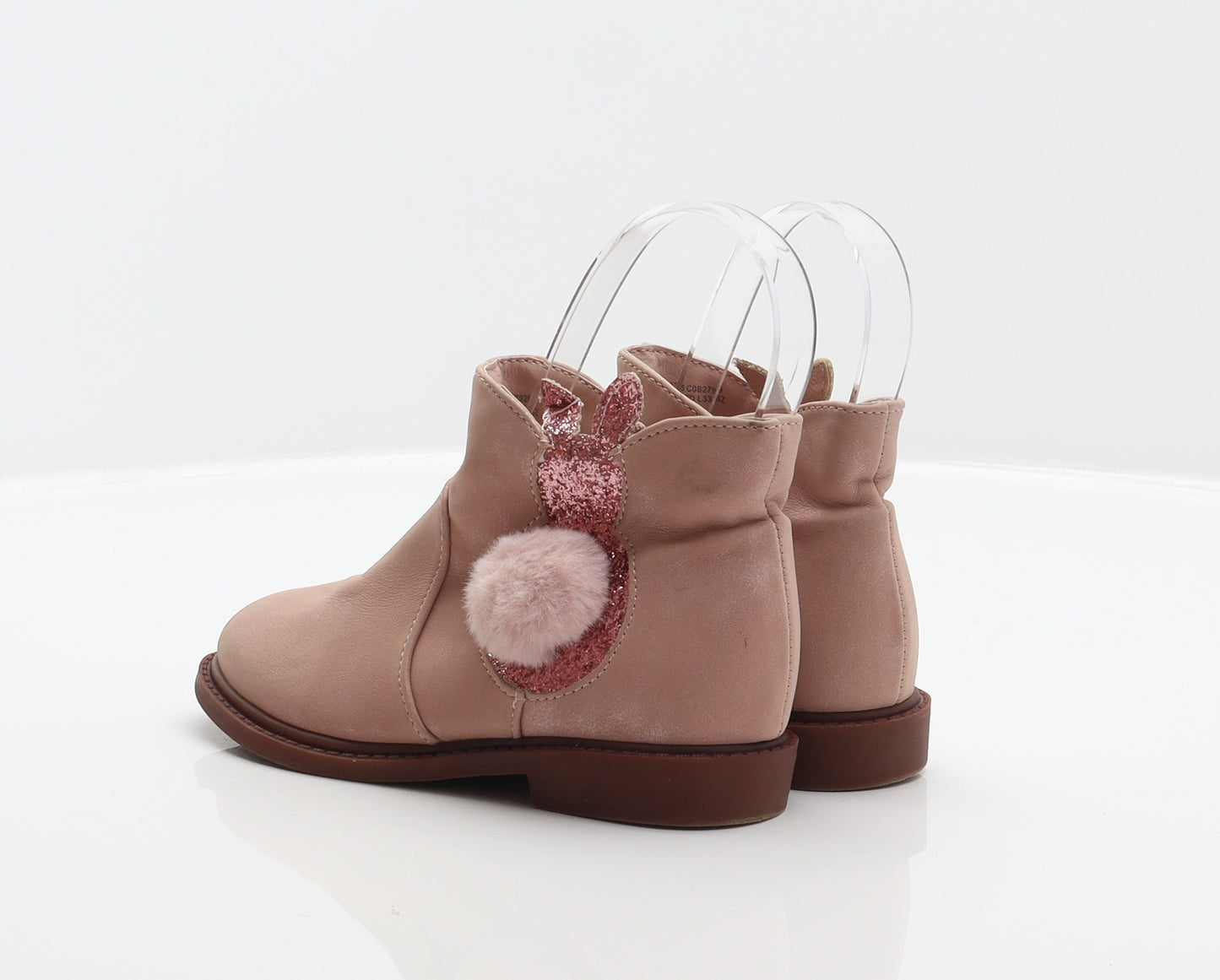 Matalan Girls Pink Synthetic Bootie Boot UK 9 27 - Bunny detail, Pompom detail