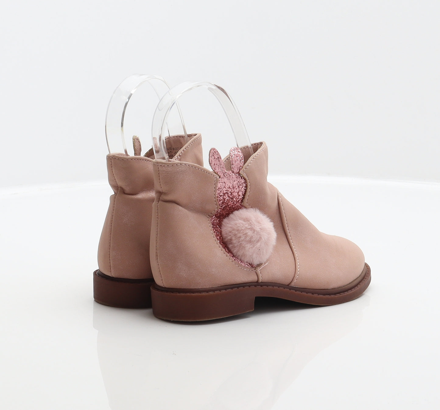 Matalan Girls Pink Synthetic Bootie Boot UK 9 27 - Bunny detail, Pompom detail