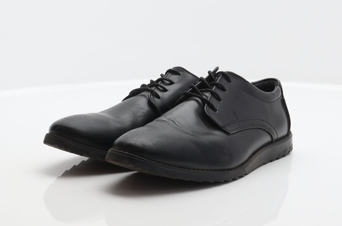 Memphis One Boys Black Leather Derby Dress UK 4