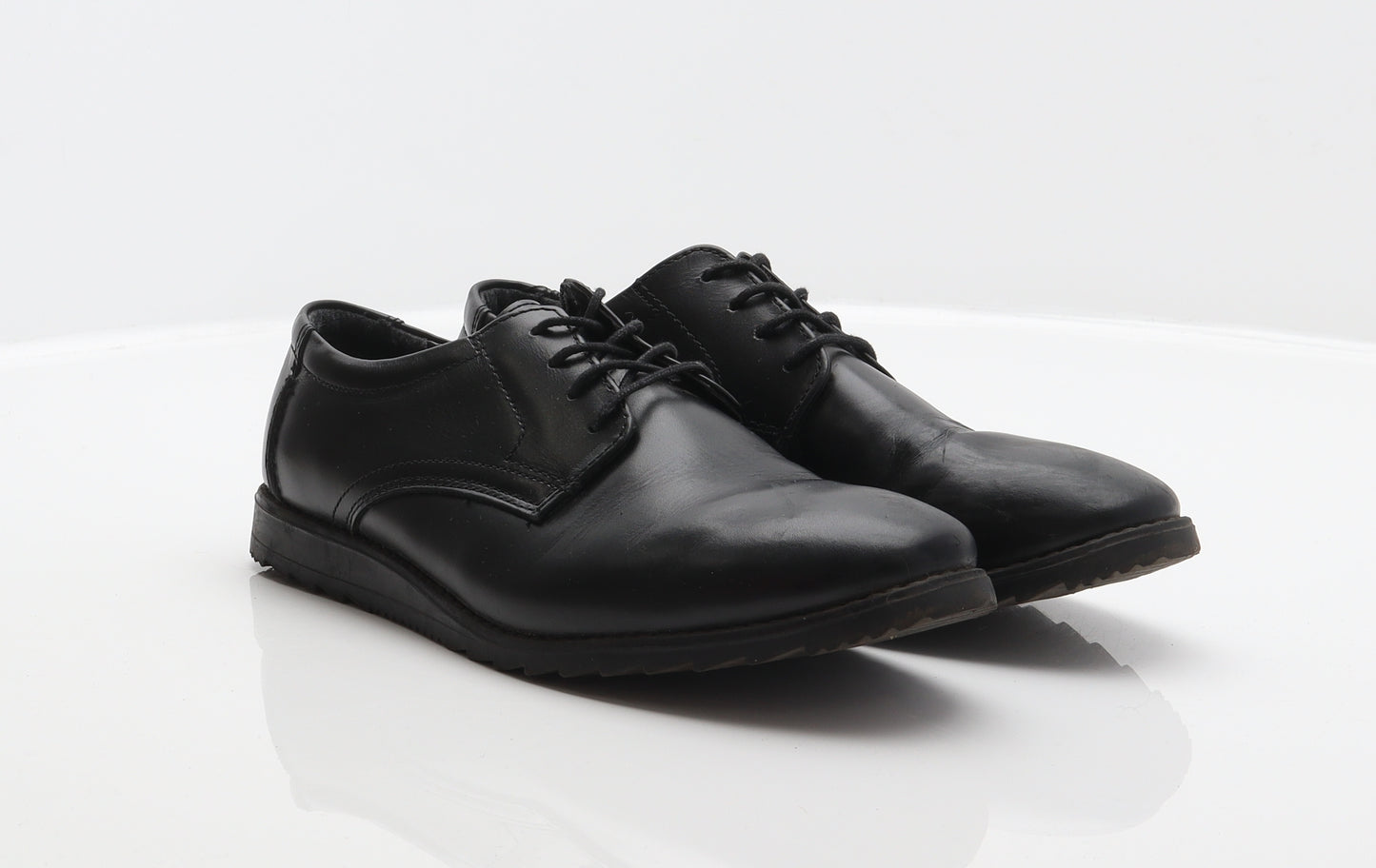 Memphis One Boys Black Leather Derby Dress UK 4