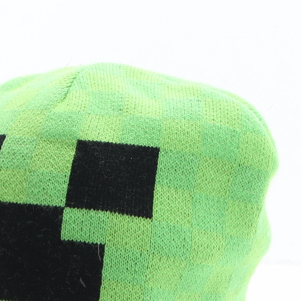 Minecraft Boys Green Geometric Acrylic Beanie One Size