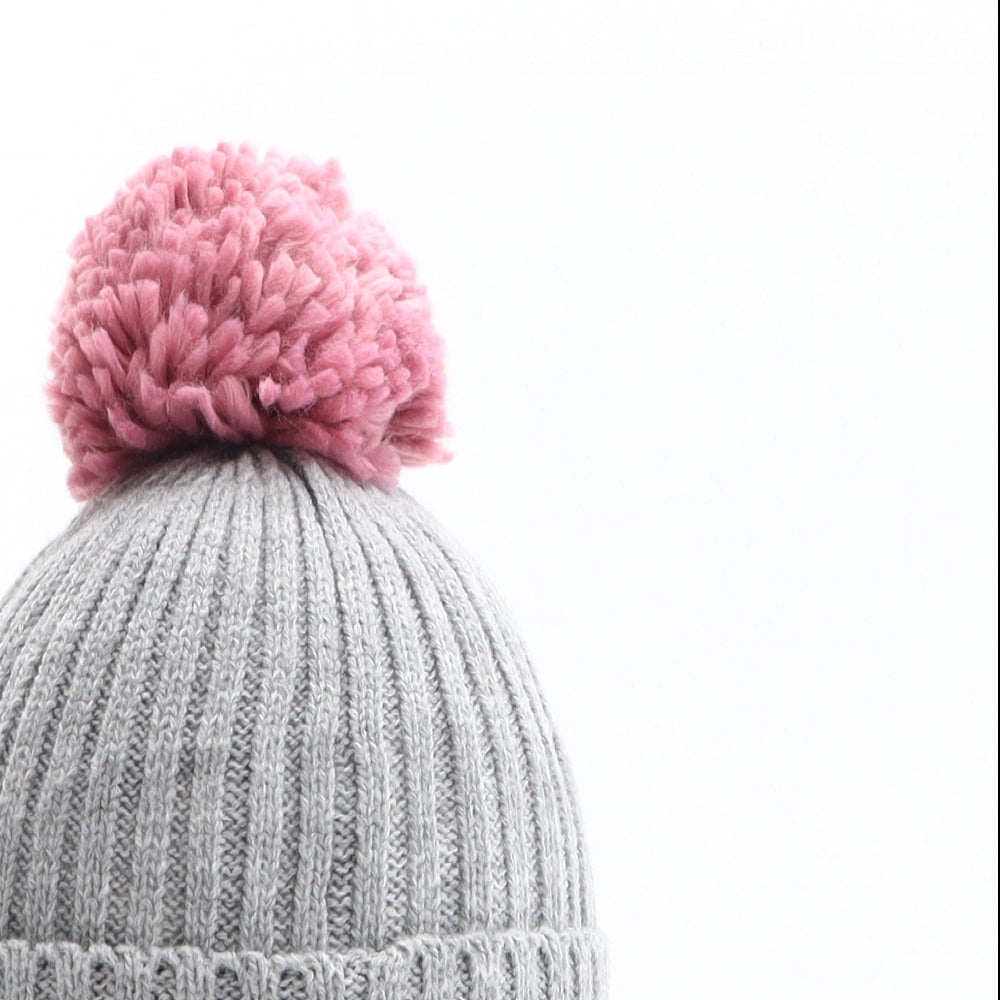 Sainsbury's Girls Grey Acrylic Bobble Hat One Size