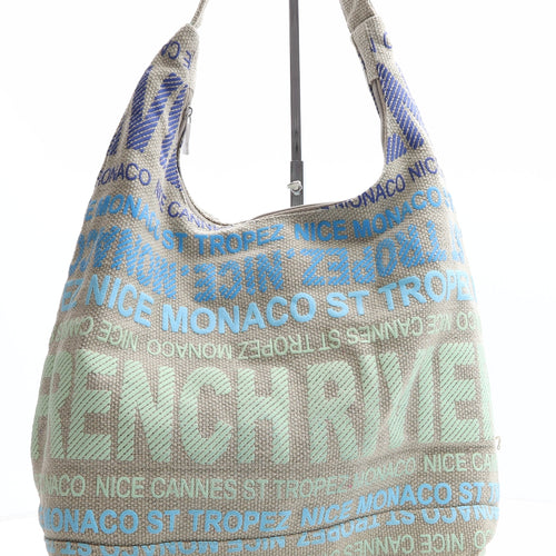 Robin Ruth Womens Beige Geometric Polyester Shoulder Bag Size Large