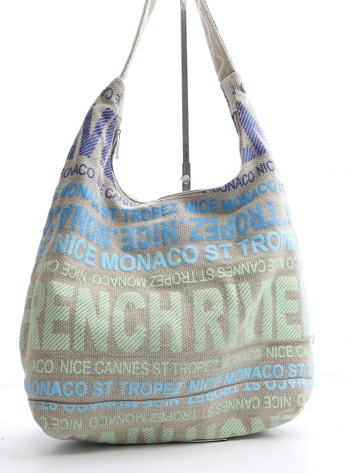 Robin Ruth Womens Beige Geometric Polyester Shoulder Bag Size Large