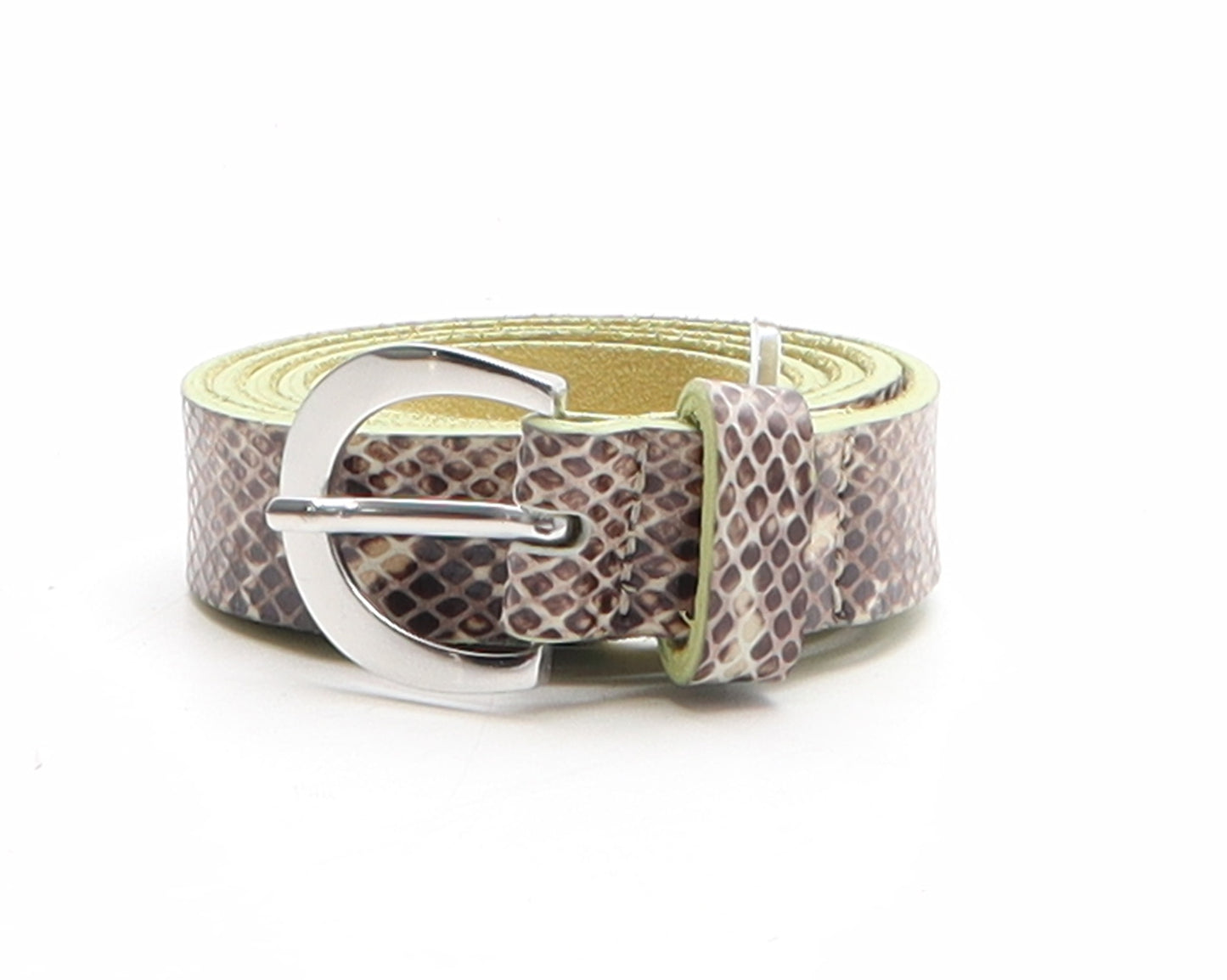 NEXT Womens Brown Animal Print Leather Basic Belt Belt Size M - Snake Pattern