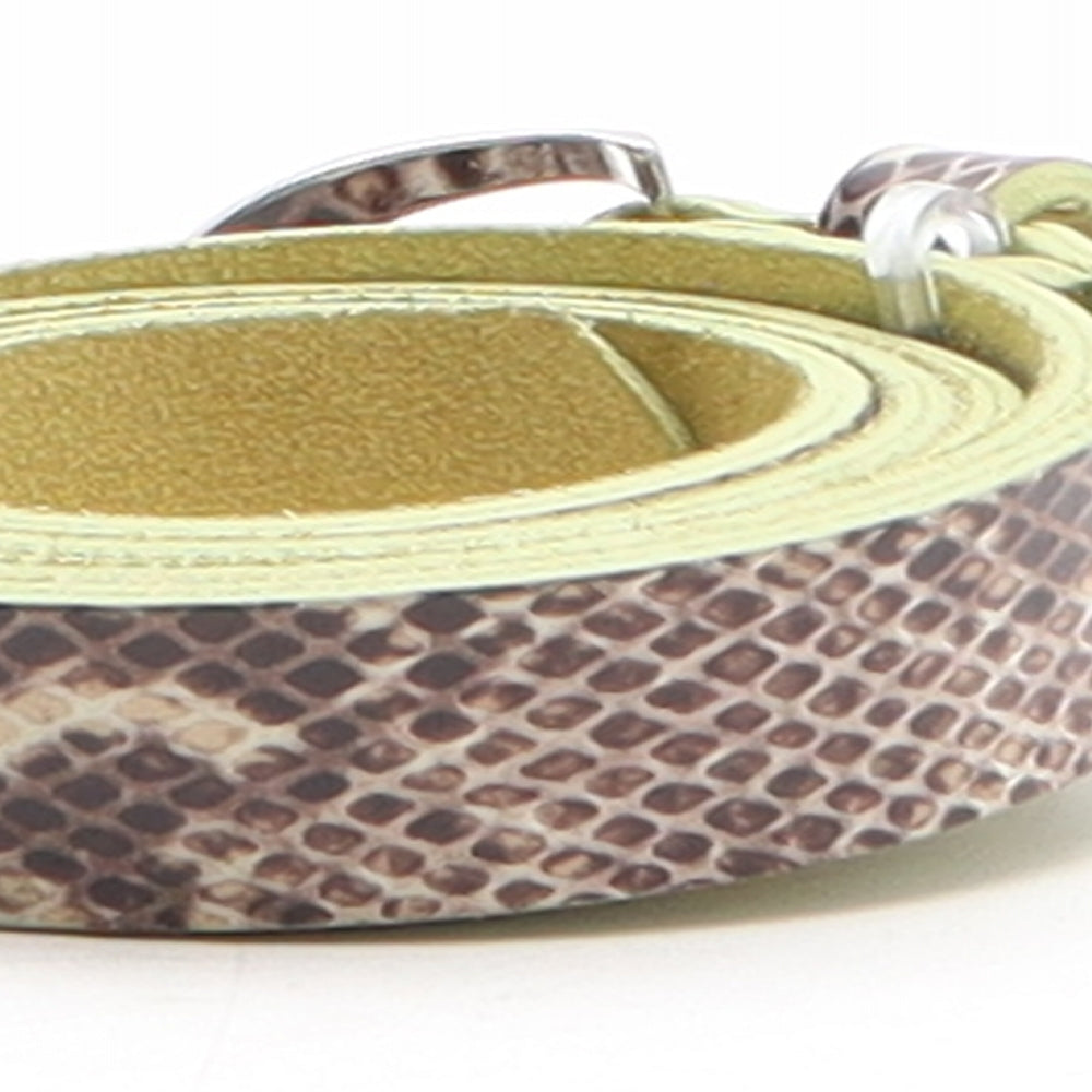 NEXT Womens Brown Animal Print Leather Basic Belt Belt Size M - Snake Pattern