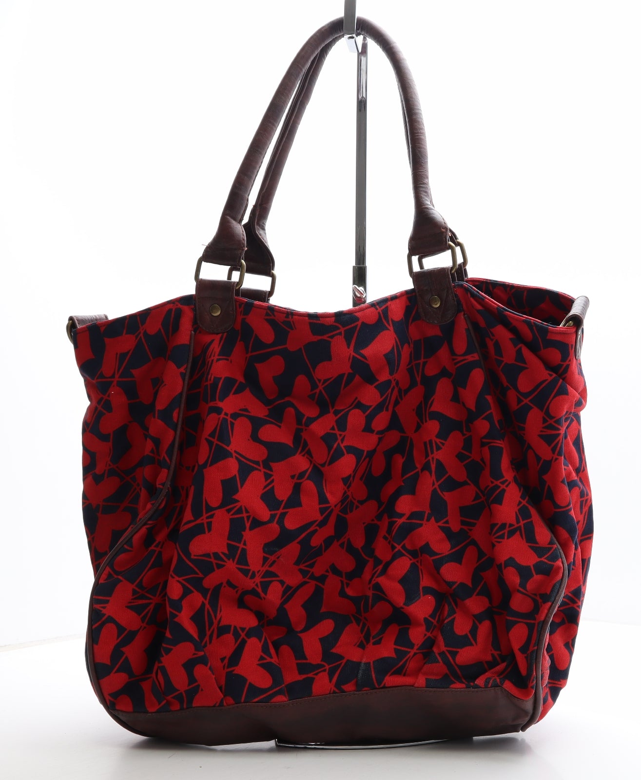 Preworn Womens Red Geometric Polyester Hobo Bag Size Large - Hearts