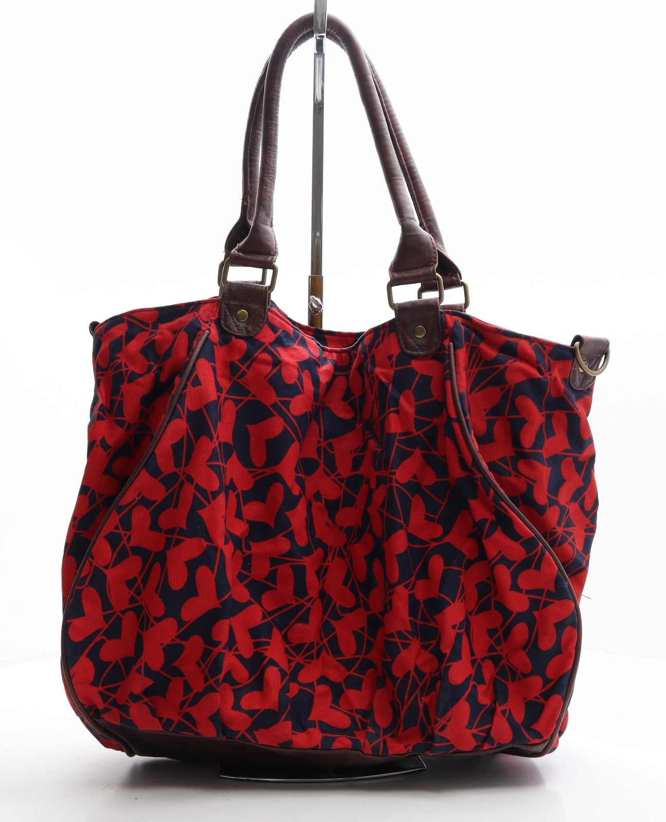 Preworn Womens Red Geometric Polyester Hobo Bag Size Large - Hearts