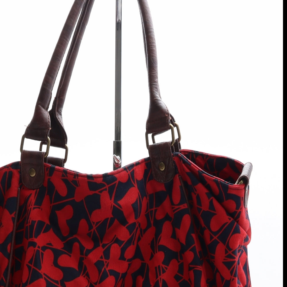 Preworn Womens Red Geometric Polyester Hobo Bag Size Large - Hearts