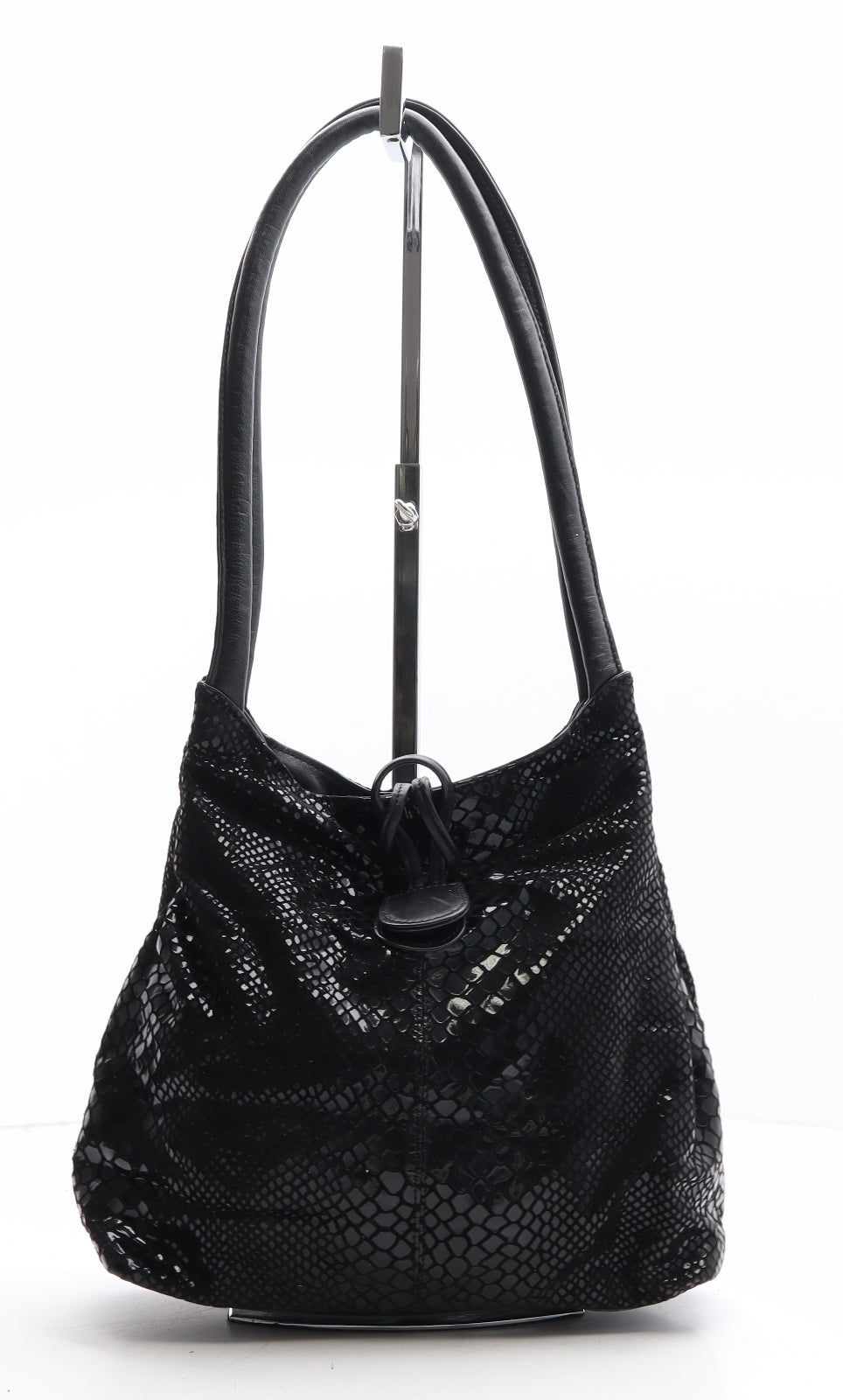 Preworn Womens Black Animal Print Polyester Shoulder Bag Size Small