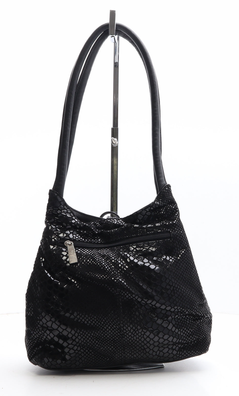 Preworn Womens Black Animal Print Polyester Shoulder Bag Size Small