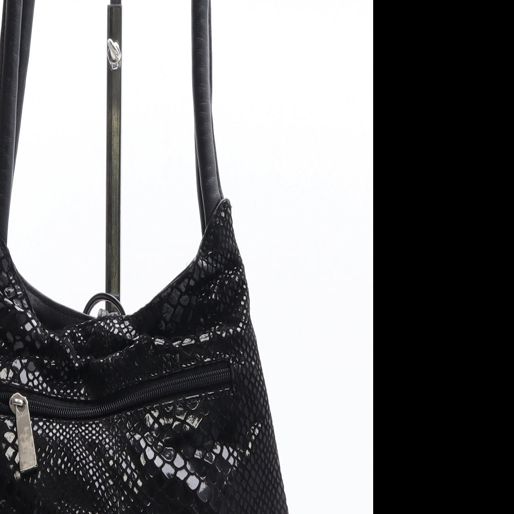 Preworn Womens Black Animal Print Polyester Shoulder Bag Size Small