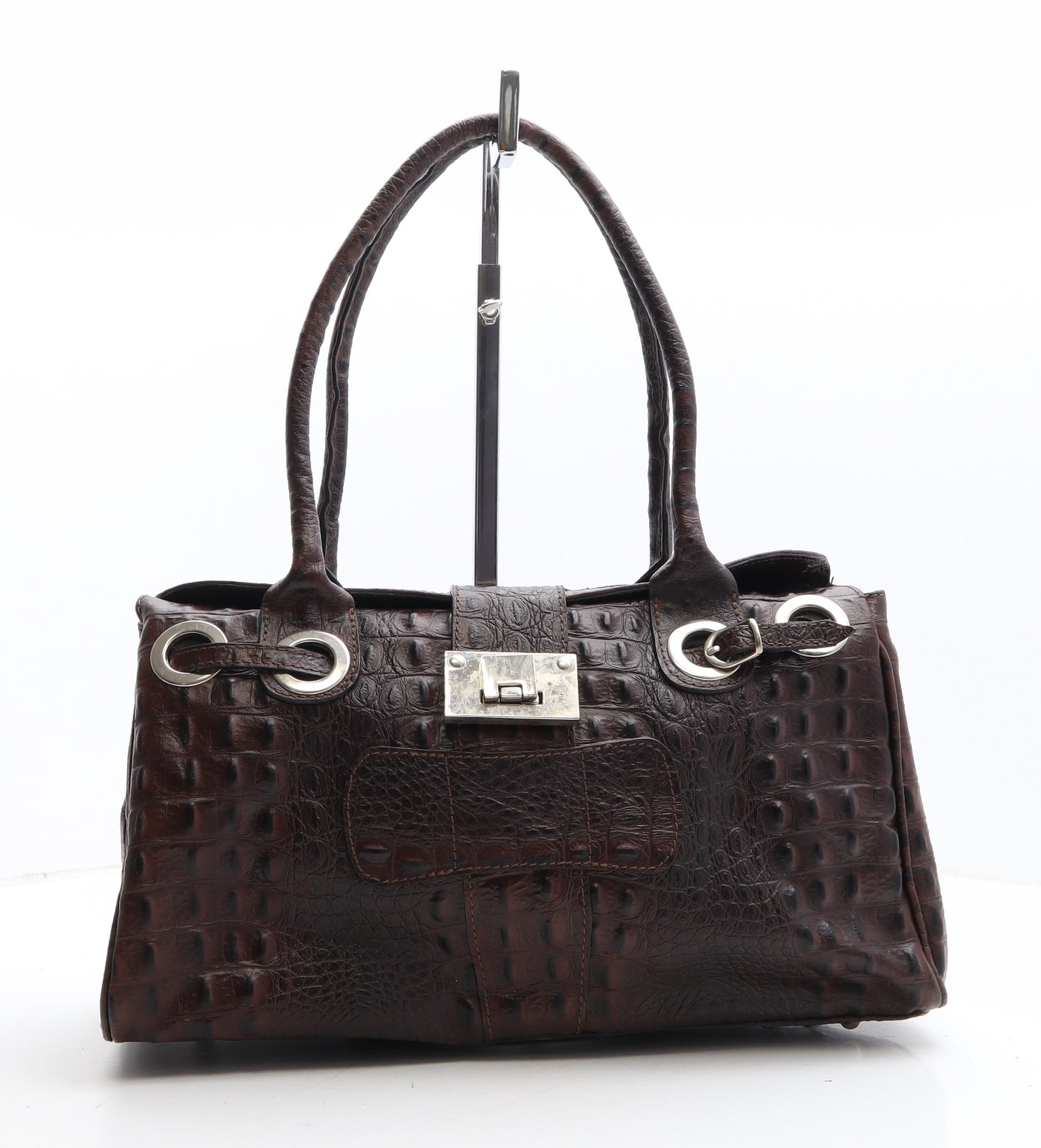 Preworn Womens Brown Animal Print Polyethylene Top Handle Bag Size Micro