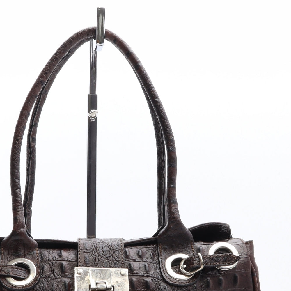 Preworn Womens Brown Animal Print Polyethylene Top Handle Bag Size Micro