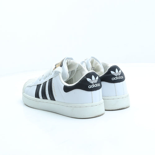 adidas Womens White Striped Polyester Trainer UK 5.5 38 - Superstars