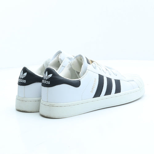 adidas Womens White Striped Polyester Trainer UK 5.5 38 - Superstars
