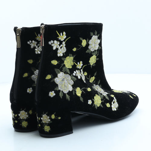 Topshop Womens Black Floral Suede Bootie Boot UK 8 41