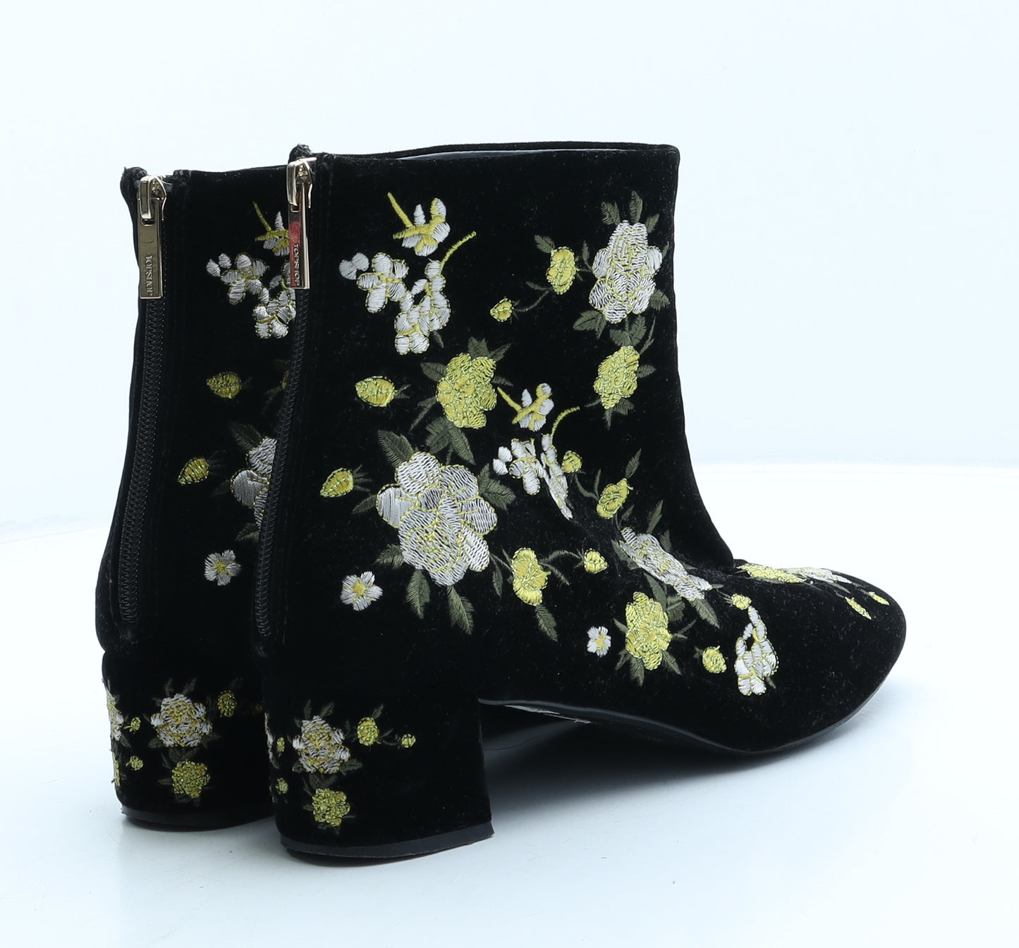 Topshop Womens Black Floral Suede Bootie Boot UK 8 41