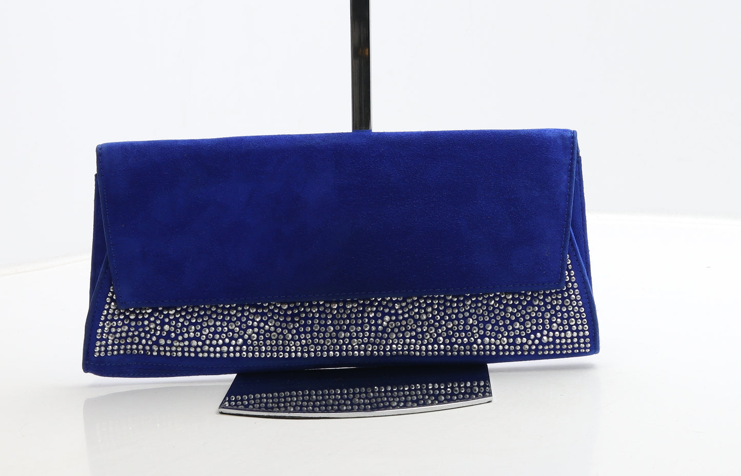 Moda in Pelle Womens Blue Suede Clutch Size Small