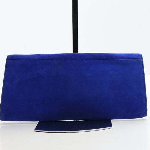 Moda in Pelle Womens Blue Suede Clutch Size Small