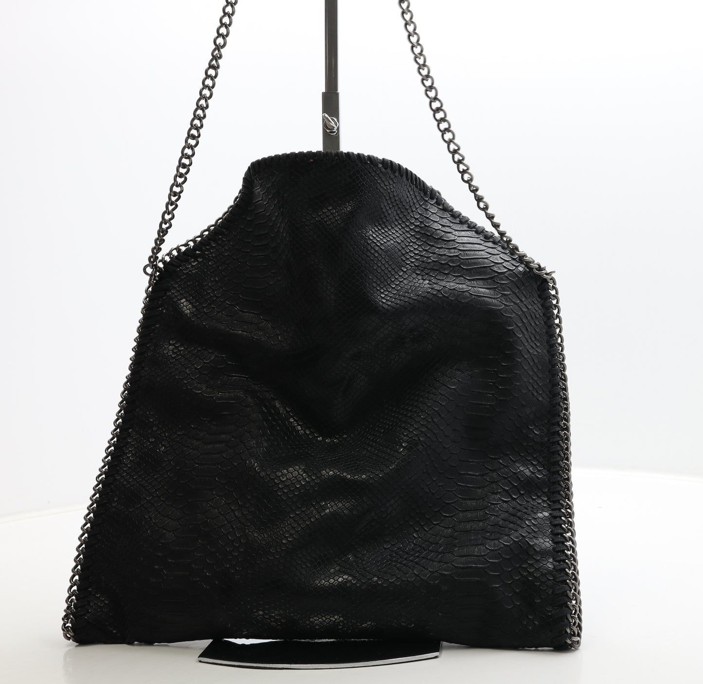 Stella McCartney Womens Black Geometric Leather Shoulder Bag Size Large