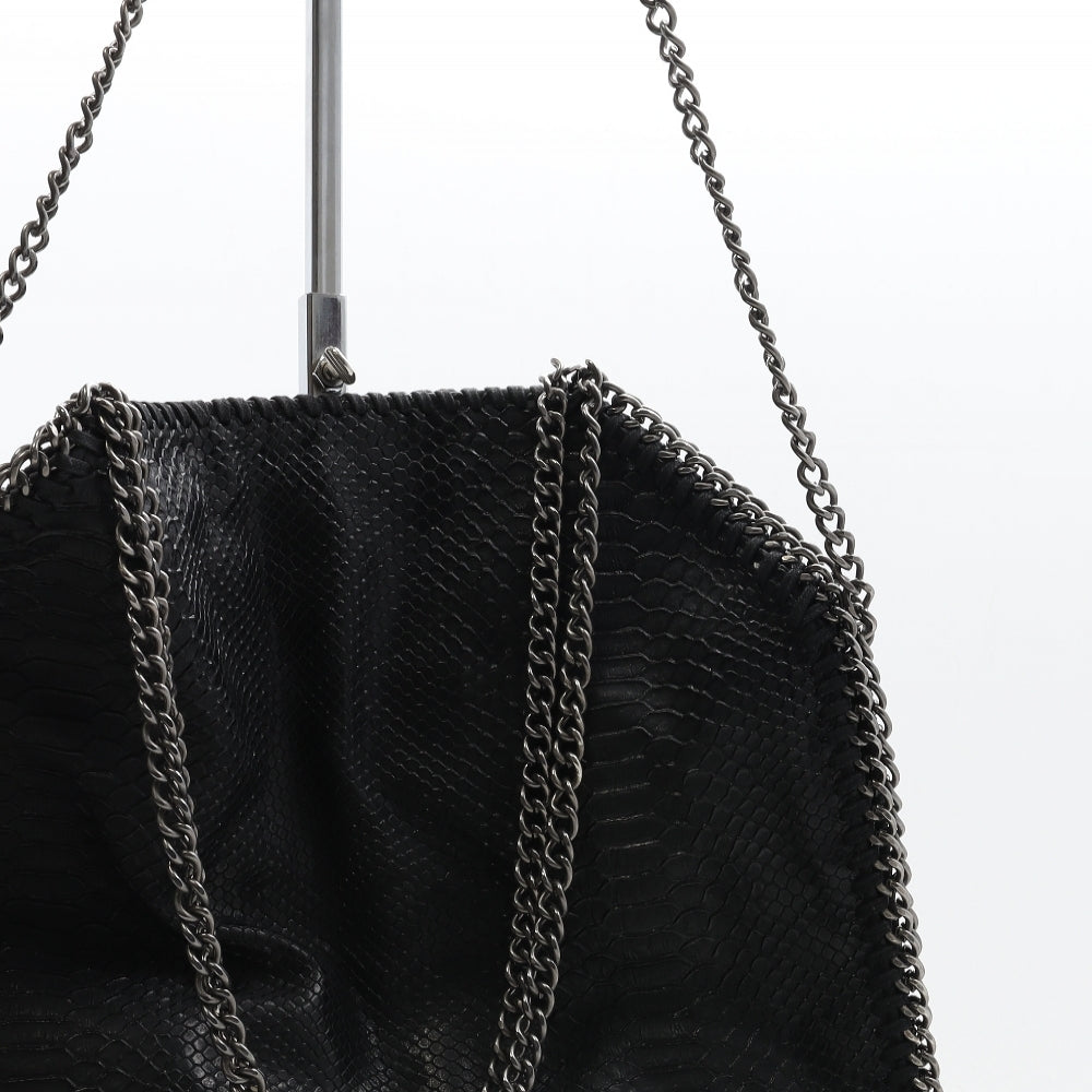 Stella McCartney Womens Black Geometric Leather Shoulder Bag Size Large