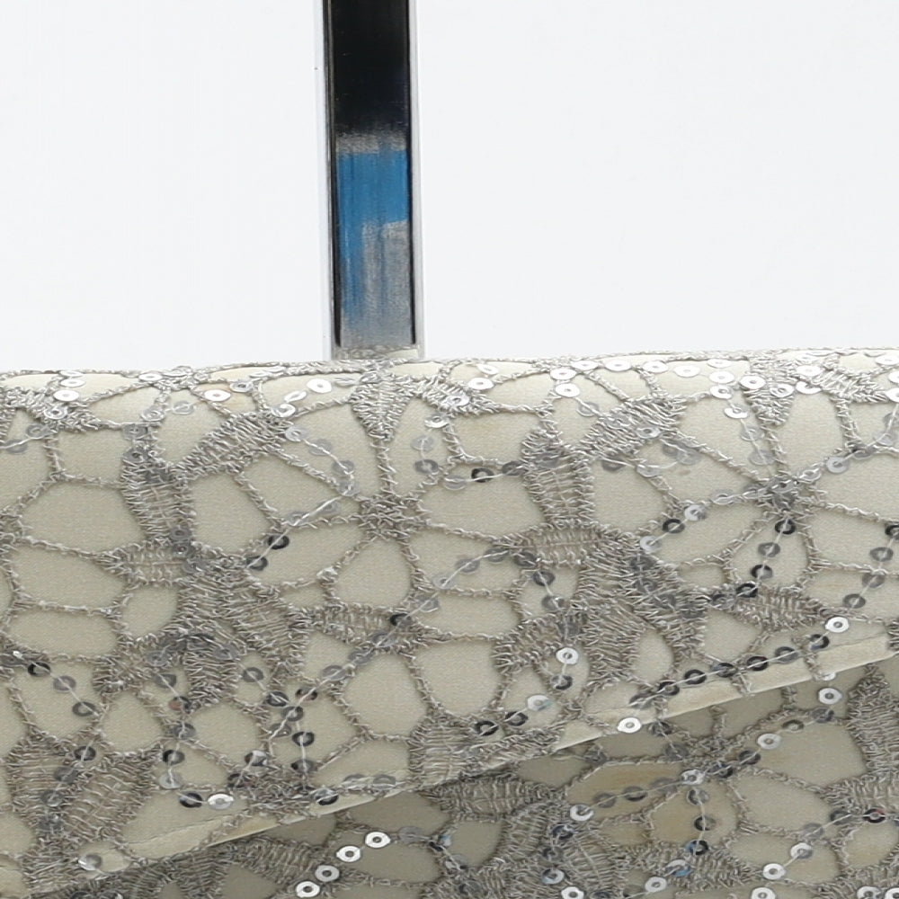Debenhams Womens Silver Geometric Polyester Clutch Size Small