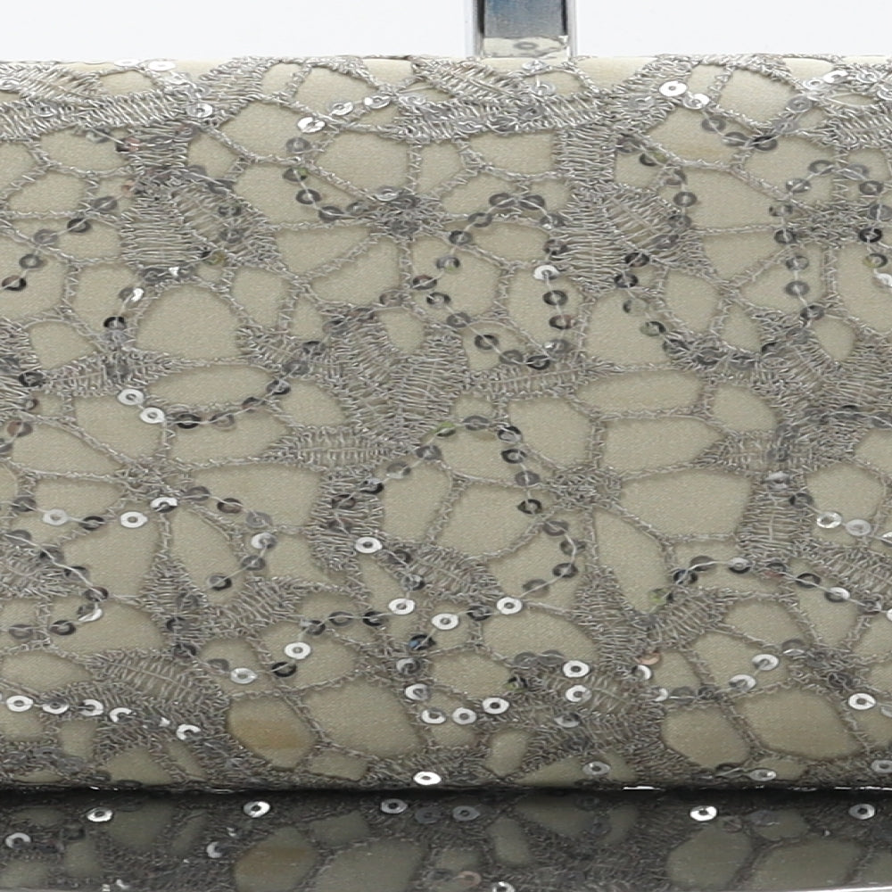 Debenhams Womens Silver Geometric Polyester Clutch Size Small