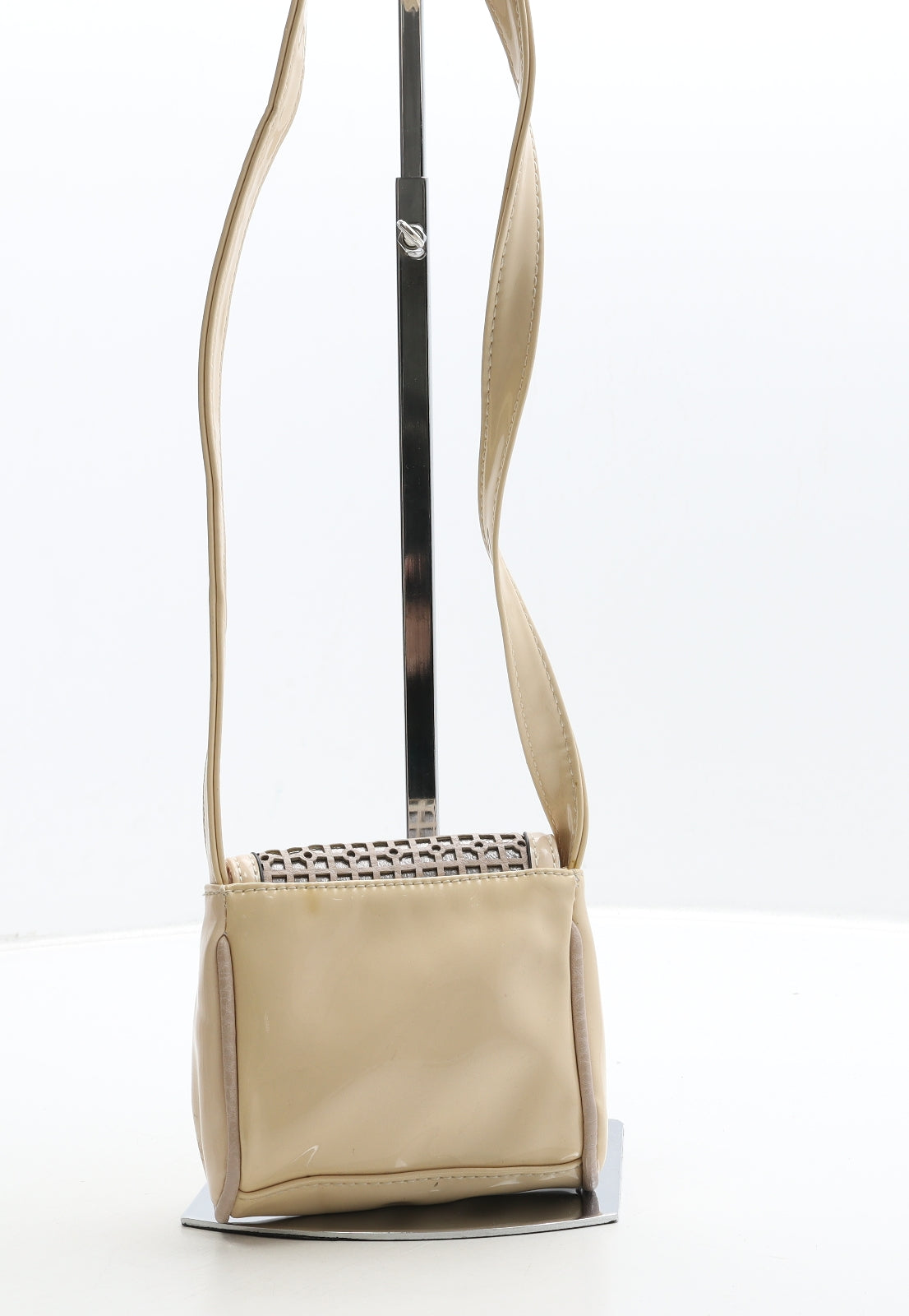 River Island Womens Beige Geometric PVC Shoulder Bag Size Small