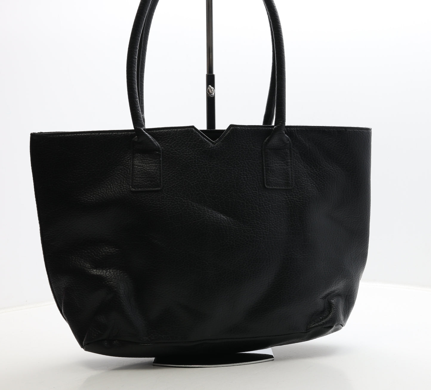 Preworn Womens Black Geometric PVC Top Handle Bag Size Large