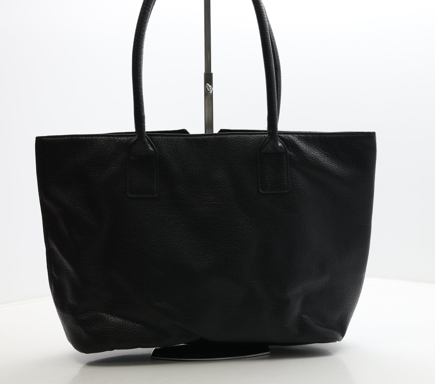 Preworn Womens Black Geometric PVC Top Handle Bag Size Large