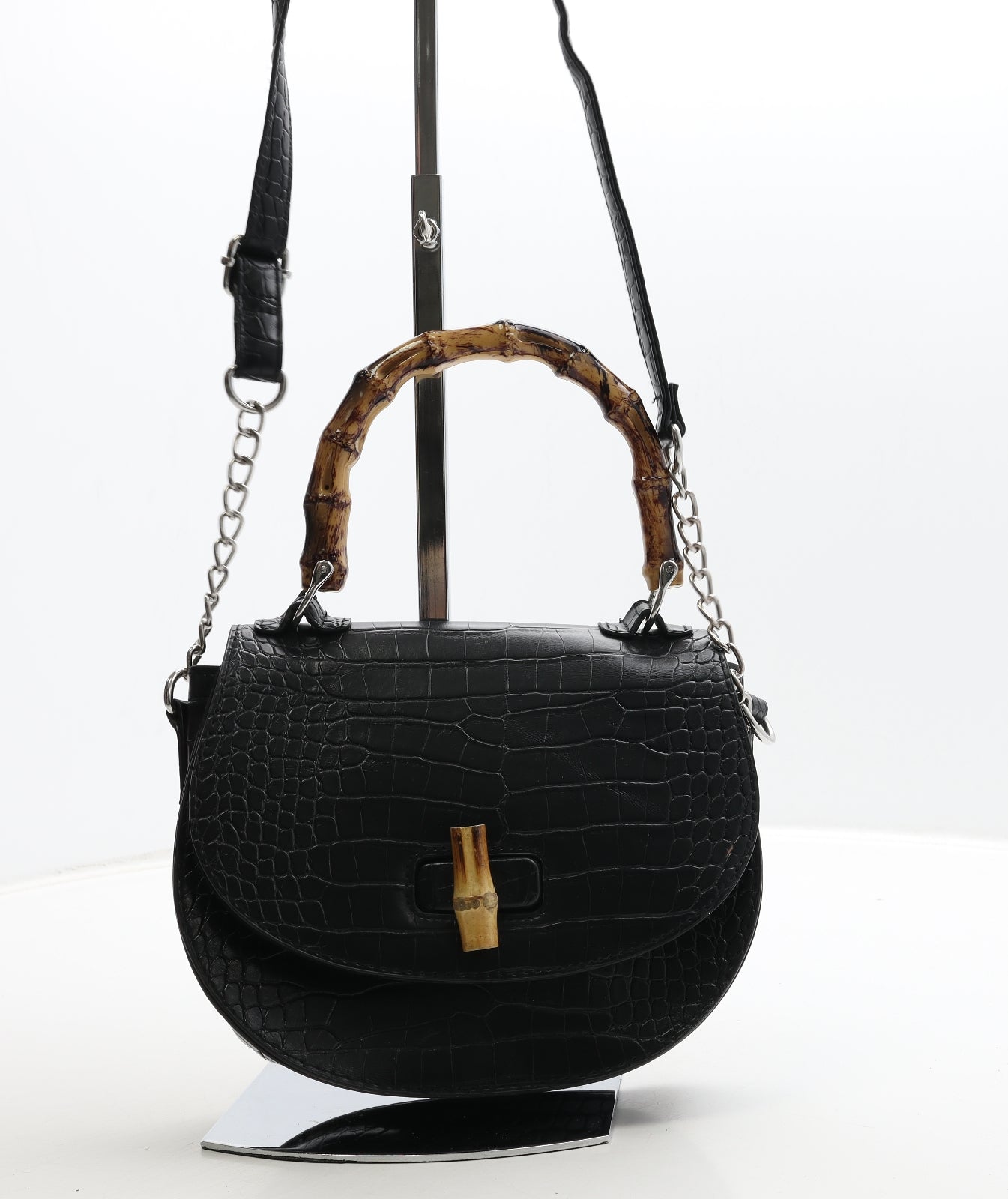 Primark Womens Black Geometric Polyester Shoulder Bag Size Small - Bamboo Handel