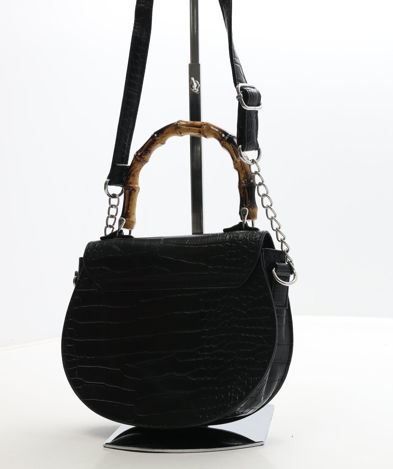Primark Womens Black Geometric Polyester Shoulder Bag Size Small - Bamboo Handel
