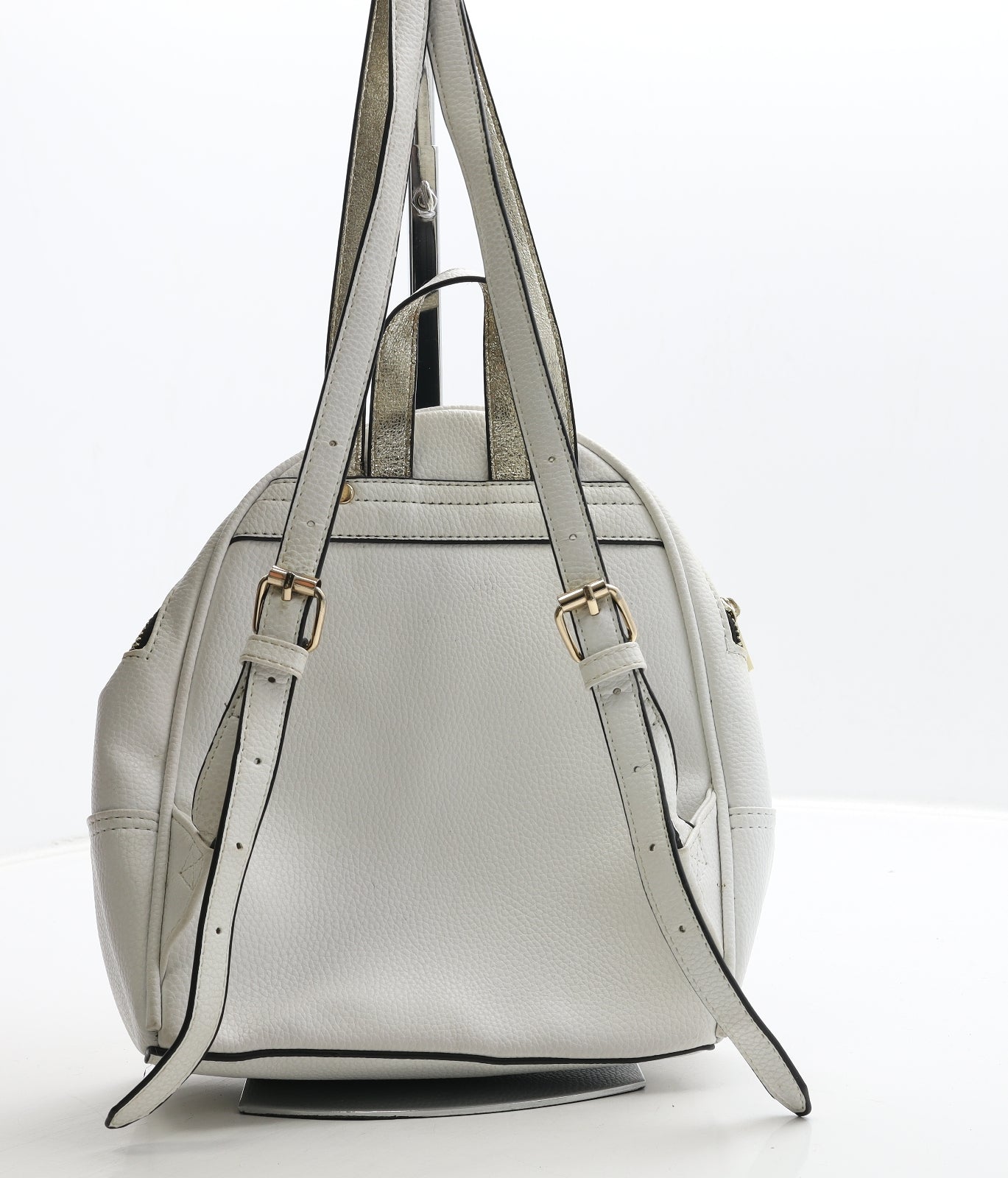 River Island Womens Ivory Geometric Polyurethane Backpack Size Medium