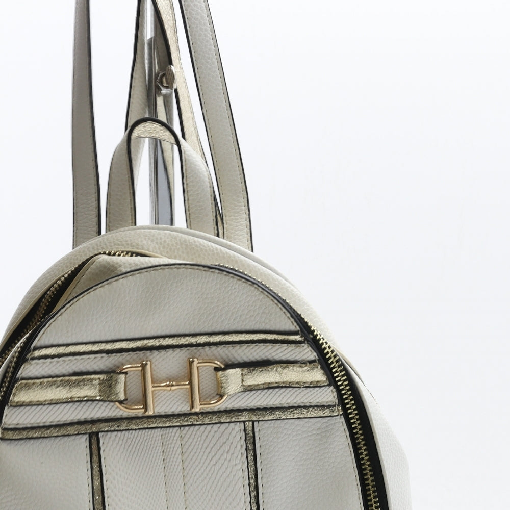 River Island Womens Ivory Geometric Polyurethane Backpack Size Medium