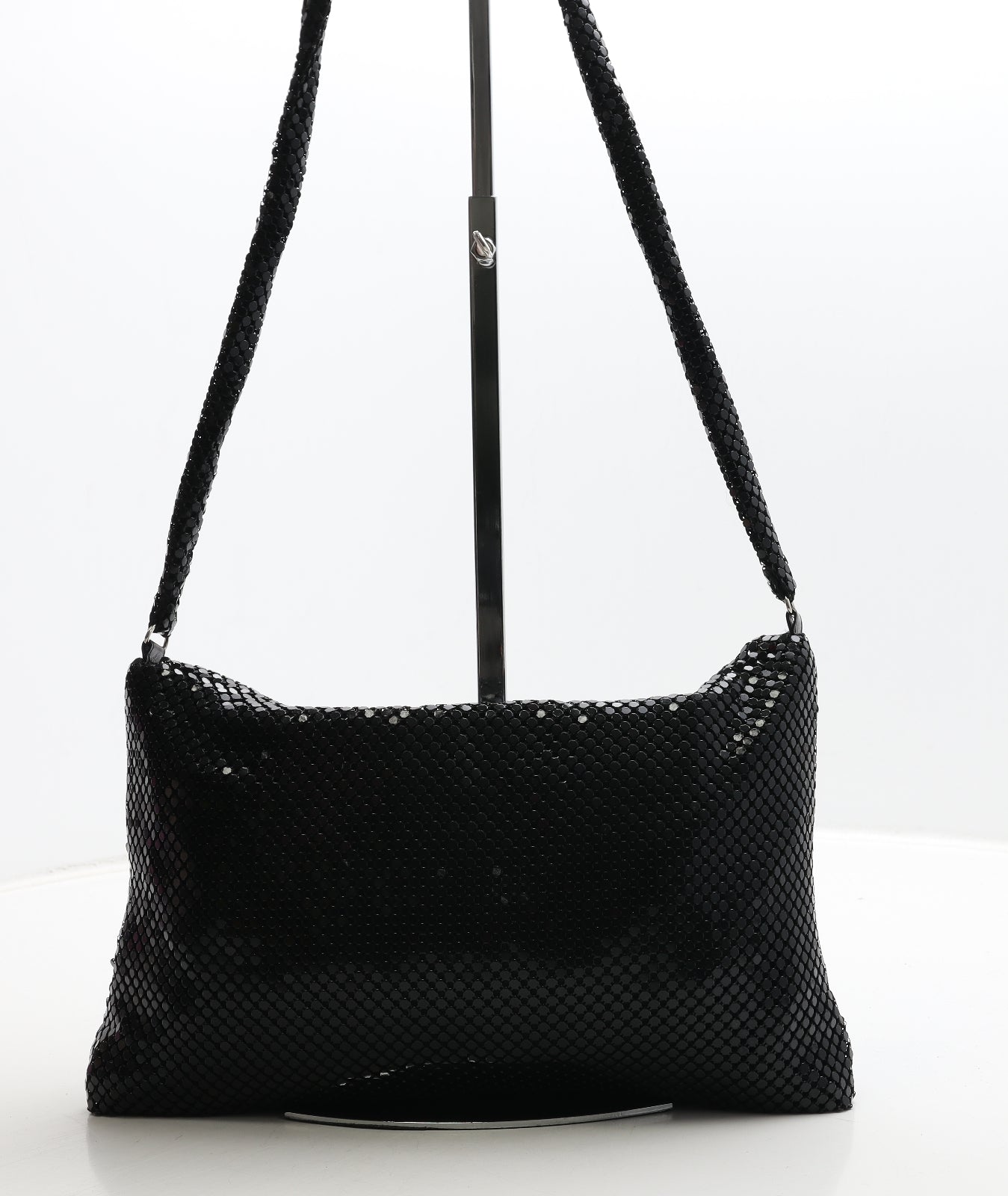 Preworn Womens Black Geometric Polyester Shoulder Bag Size Medium
