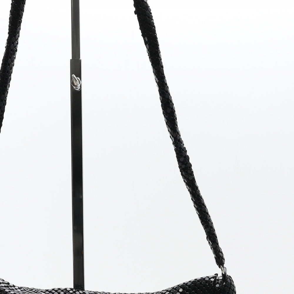 Preworn Womens Black Geometric Polyester Shoulder Bag Size Medium