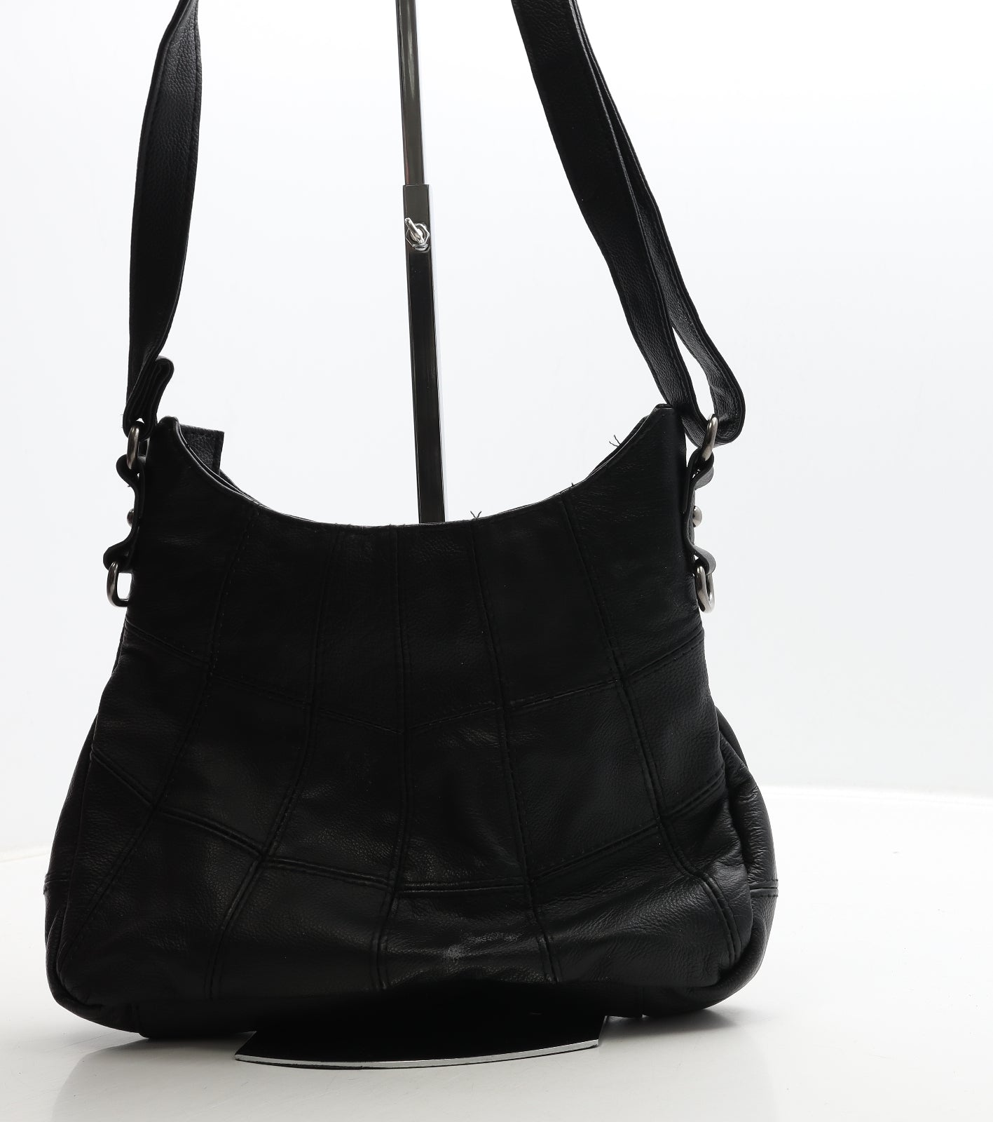 Lorenz Womens Black Leather Shoulder Bag Size Medium