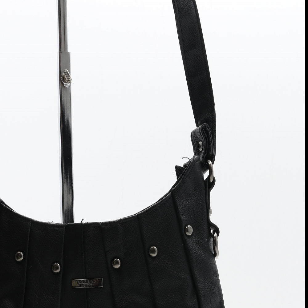 Lorenz Womens Black Leather Shoulder Bag Size Medium