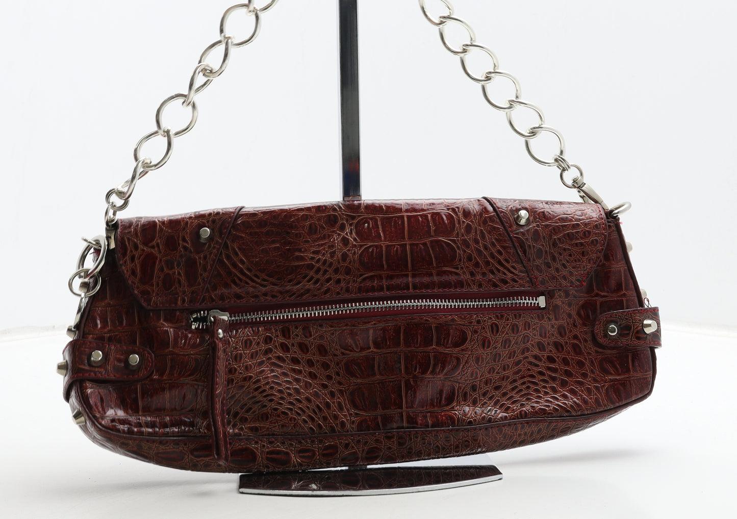 IN'S Womens Red Geometric Polyester Shoulder Bag Size Small