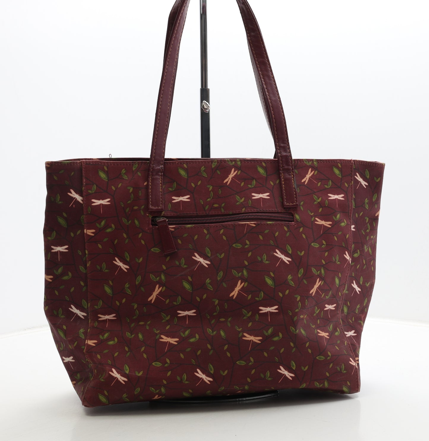 Drifter Womens Red Geometric Polyester Top Handle Bag Size Large - Dragonfly Detail