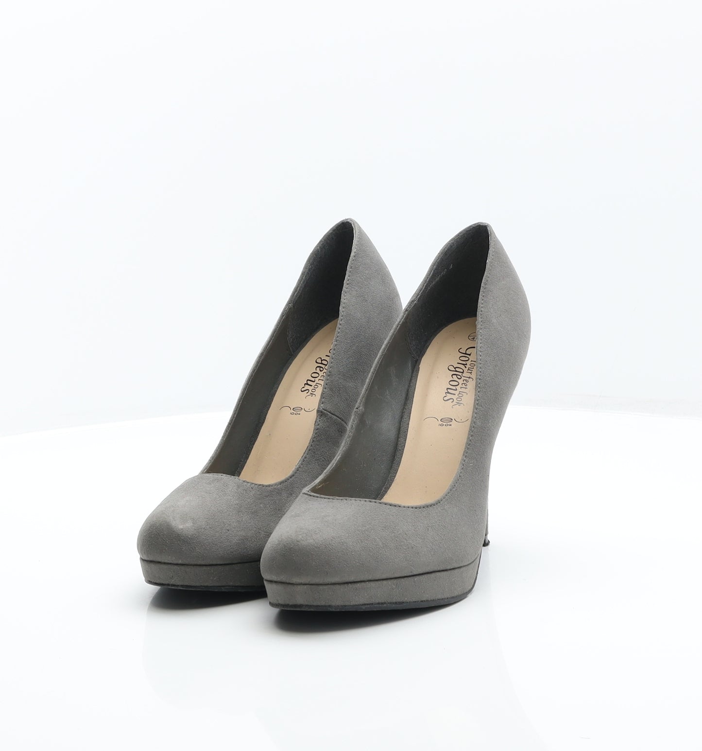 New Look Womens Grey Leather Court Heel UK 7 40