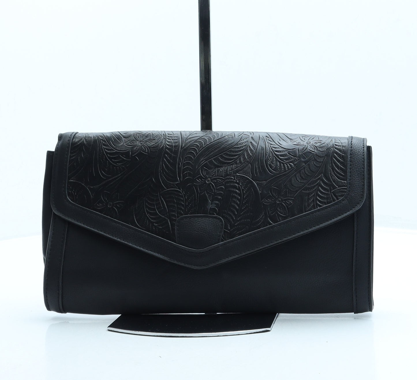 Atmosphere Womens Black Floral Leather Clutch Size Small