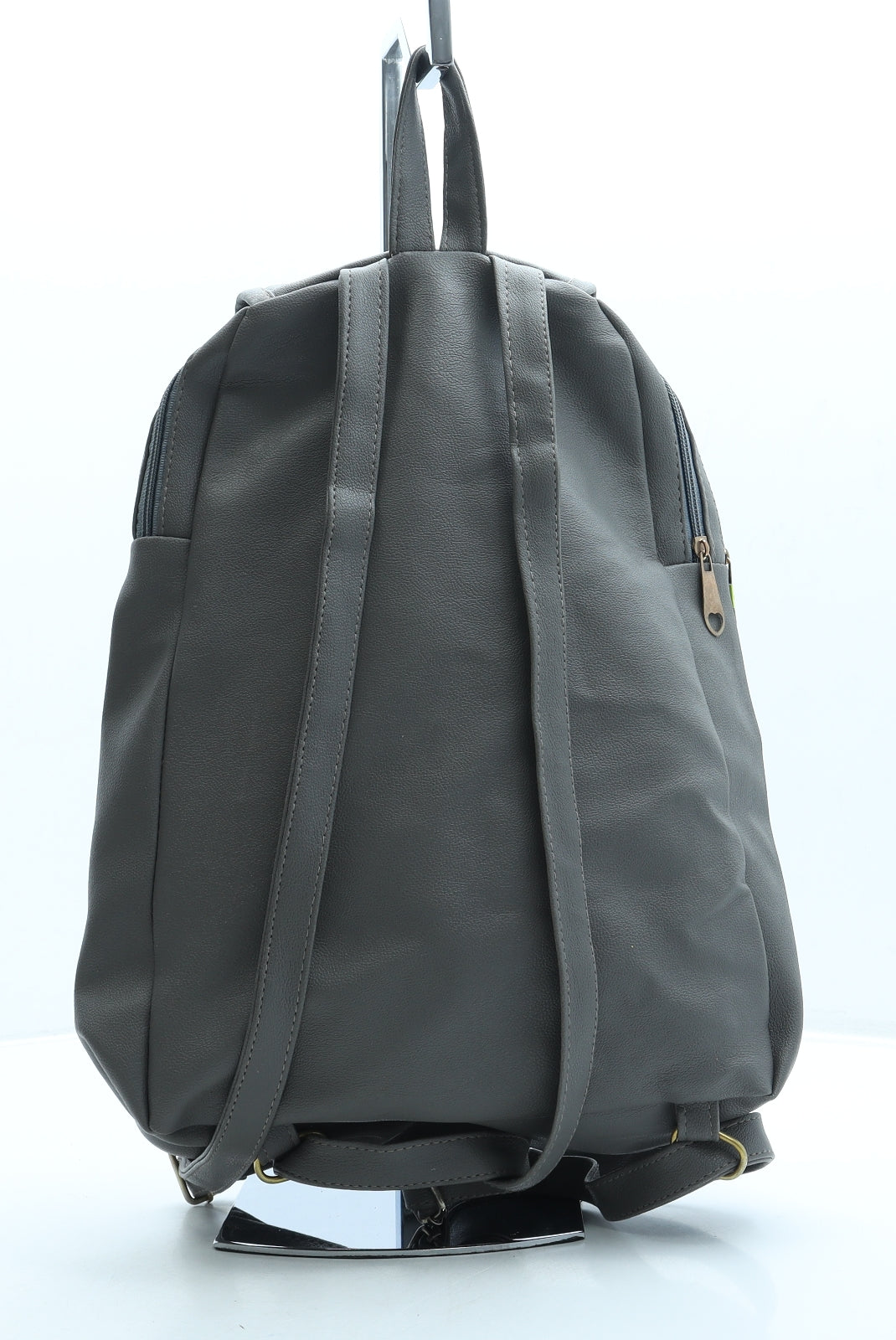 Preworn Womens Grey Leather Backpack Size Medium