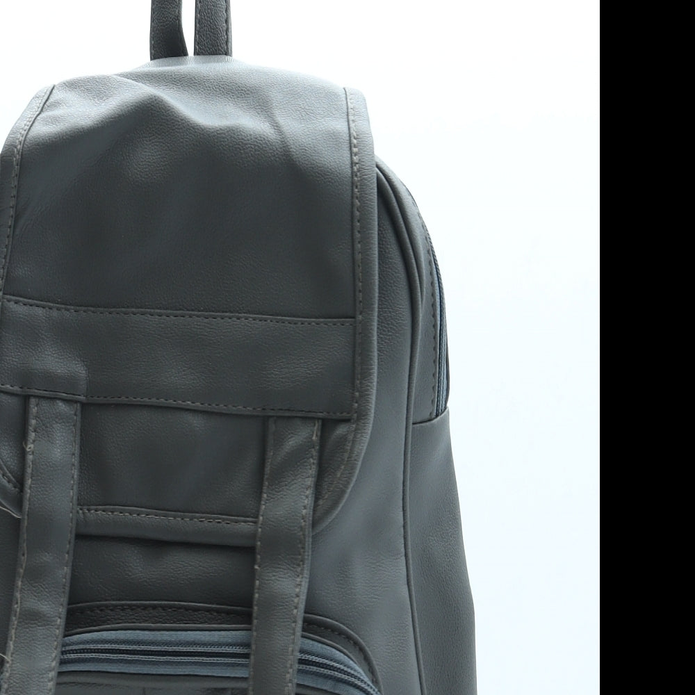 Preworn Womens Grey Leather Backpack Size Medium