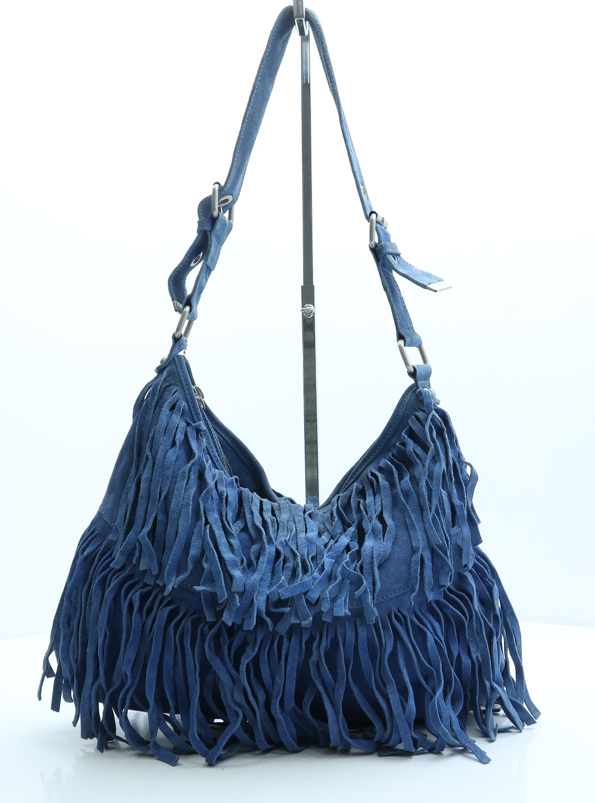 Warehouse Womens Blue Leather Shoulder Bag Size Medium