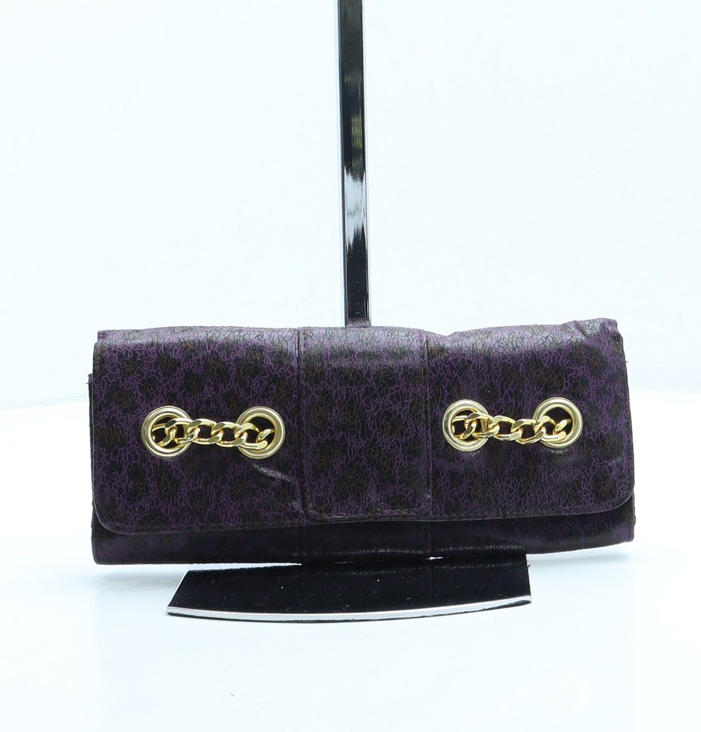 ASOS Womens Purple Geometric Leather Clutch Size Mini