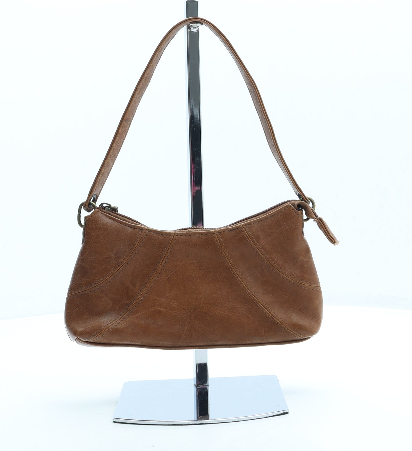 Preworn Womens Brown Leather Shoulder Bag Size Mini